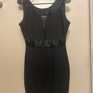 Windsor Black Midi Dress with Shimmering Accents